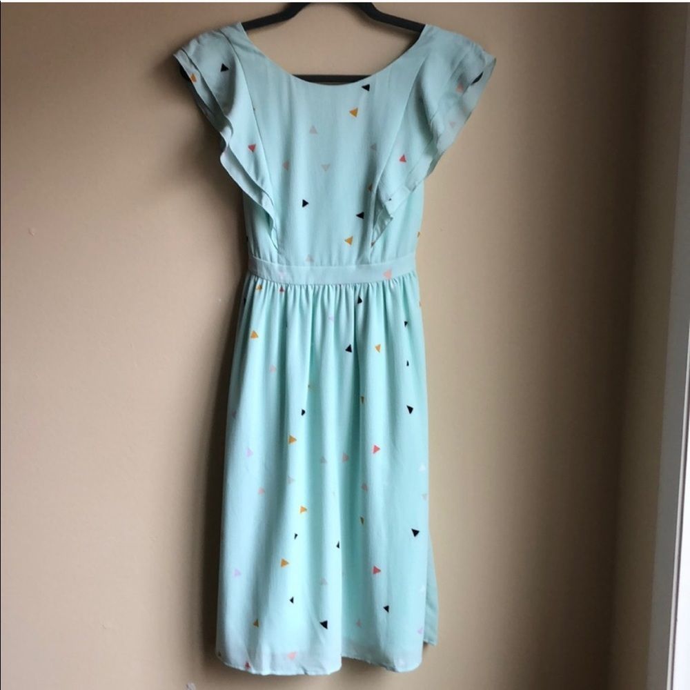 ModCloth Fervour Ruffle Mint Triangle Midi Dress - Picture 3 of 6